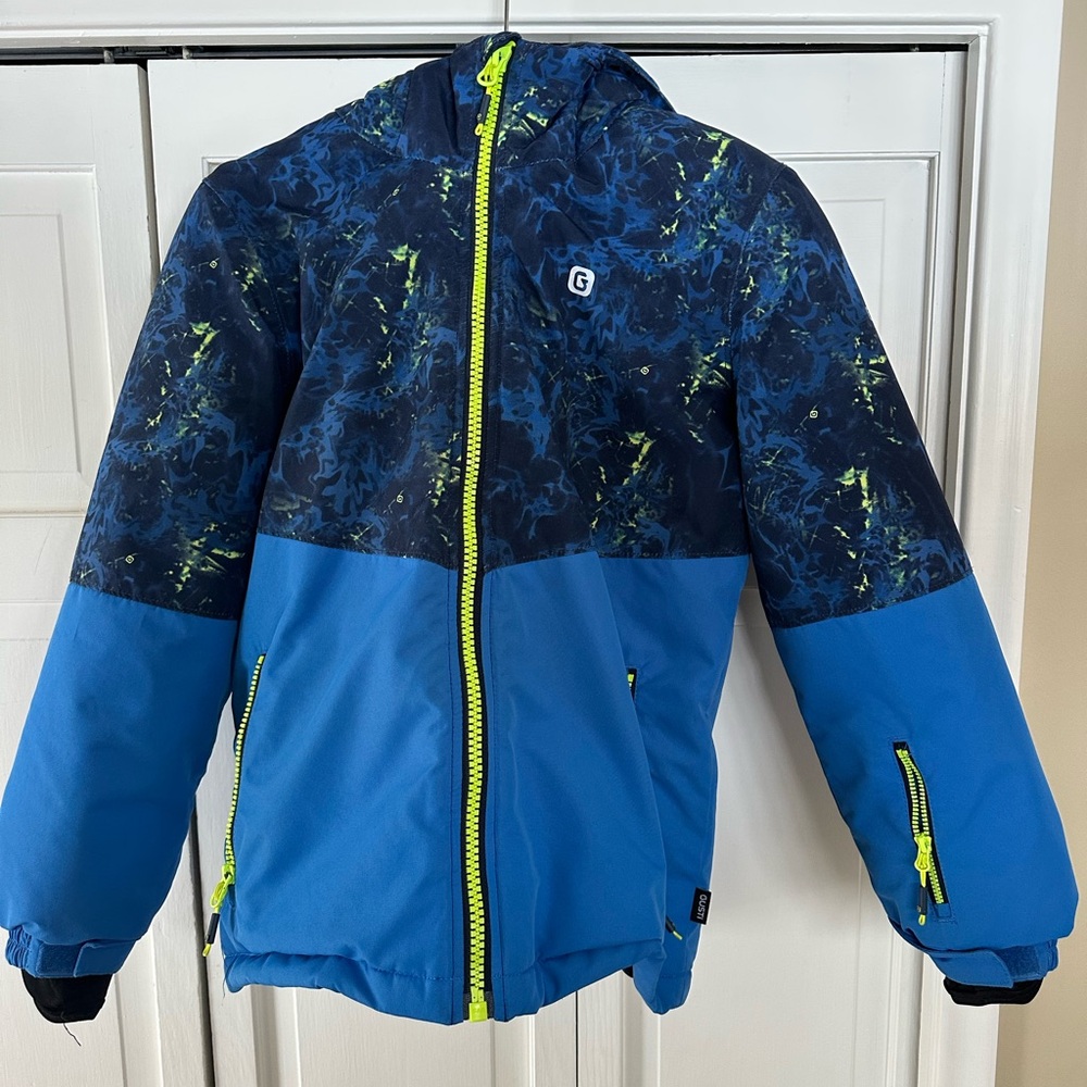 Gustin Kids Puffer Jacket in Blue and Neon